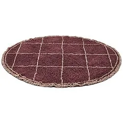 Alfombras redondeadas - Lana Natural Cotton Shaggy (gris topo/rojo)
