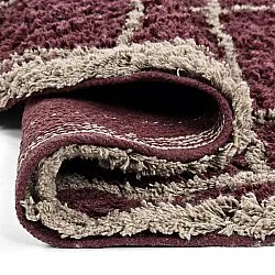 Alfombras redondeadas - Lana Natural Cotton Shaggy (gris topo/rojo)