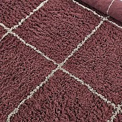 Alfombras redondeadas - Lana Natural Cotton Shaggy (gris topo/rojo)