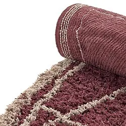 Alfombras redondeadas - Lana Natural Cotton Shaggy (gris topo/rojo)