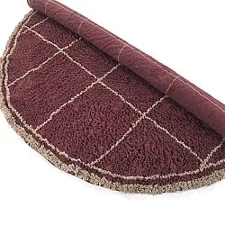 Alfombras redondeadas - Lana Natural Cotton Shaggy (gris topo/rojo)