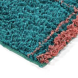 Alfombras de pelo largo - Lana Natural Cotton Shaggy (turquesa/rosa)