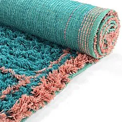Alfombras de pelo largo - Lana Natural Cotton Shaggy (turquesa/rosa)