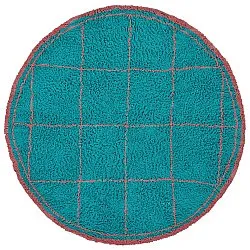 Alfombras redondeadas - Lana Natural Cotton Shaggy (turquesa/rosa)