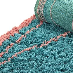 Alfombras redondeadas - Lana Natural Cotton Shaggy (turquesa/rosa)