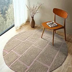 Alfombras redondeadas - Lindley Natural Cotton Shaggy (beige/rosa)