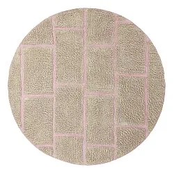 Alfombras redondeadas - Lindley Natural Cotton Shaggy (beige/rosa)