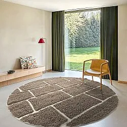 Alfombras redondeadas - Lindley Natural Cotton Shaggy (topo/gris)