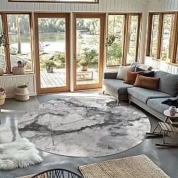 Alfombras redondeadas - Mermer (gris/blanco)