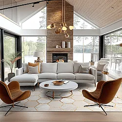 Alfombra Wilton - Morino (beige/blanco/dorado)