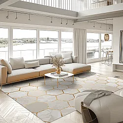 Alfombra Wilton - Morino (beige/blanco/dorado)
