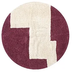 Alfombras redondeadas - Ricco Natural Cotton Shaggy (offwhite/borgoña)