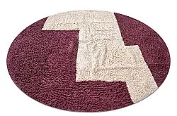 Alfombras redondeadas - Ricco Natural Cotton Shaggy (offwhite/borgoña)