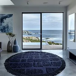 Alfombras redondeadas - Salem Natural Cotton Shaggy (azul oscuro)