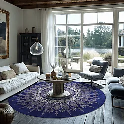 Alfombras redondeadas - Sandrigo (azul/beige)