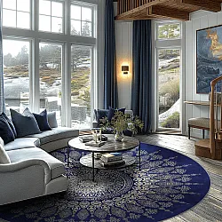 Alfombras redondeadas - Sandrigo (azul/beige)