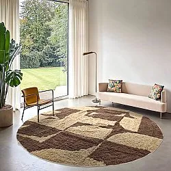 Alfombras redondeadas - Siberia Natural Cotton Shaggy (beige/marrón)