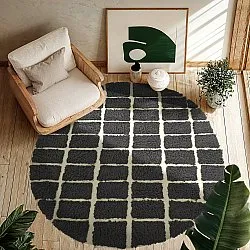 Alfombras redondeadas - Zola Natural Cotton Shaggy (gris oscuro)