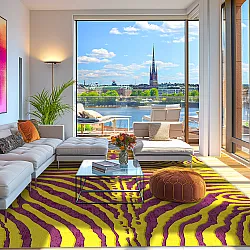 Alfombra Wilton - Zebra (amarillo/morado)