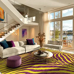 Alfombra Wilton - Zebra (amarillo/morado)