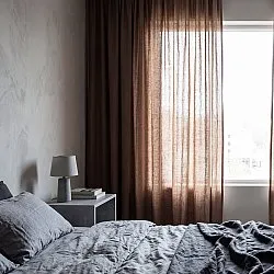 Cortinas Pack de 2 - Cortina de lino Noemi (marrón oscuro)