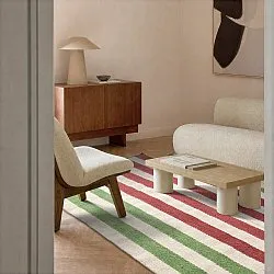 Alfombra de lana irregular - Kystaro (crema/verde/rojo)