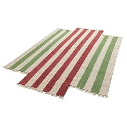 Alfombra de lana irregular - Kystaro (crema/verde/rojo)
