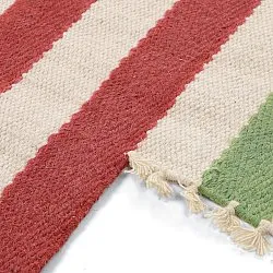 Alfombra de lana irregular - Kystaro (crema/verde/rojo)