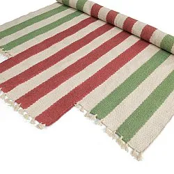 Alfombra de lana irregular - Kystaro (crema/verde/rojo)