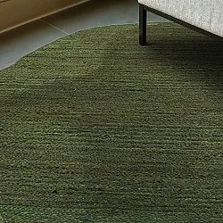 Alfombra redonda irregular de yute - San Francisco (verde militar)