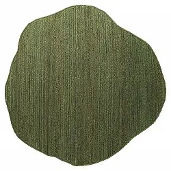 Alfombra redonda irregular de yute - San Francisco (verde militar)