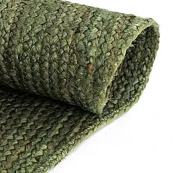Alfombra redonda irregular de yute - San Francisco (verde militar)