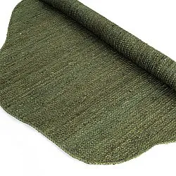 Alfombra redonda irregular de yute - San Francisco (verde militar)