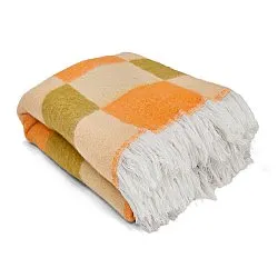 Mantas - Manta de mezcla de lana - Audrey Check (beige/amarillo/naranja)