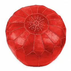 Puf de cuero Marroquí (rojo)