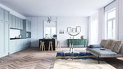 Alfombra Wilton - Padova (azul/blanco/dorado)