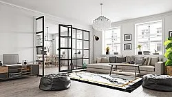 Alfombra Wilton - Avola (negro/blanco/dorado)