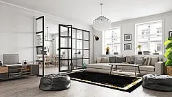Alfombra Wilton - Vilia (negro/blanco/dorado)