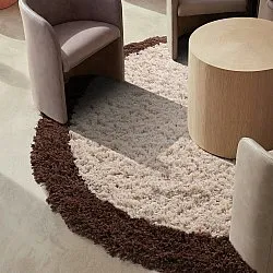Alfombras redondeadas - Sagres Natural Cotton Shaggy (blanco roto/marrón)