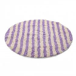 Alfombras redondeadas - Thira Stripe Cotton Shaggy (crema/violeta claro)