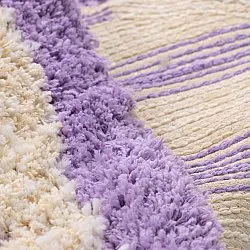 Alfombras redondeadas - Thira Stripe Cotton Shaggy (crema/violeta claro)