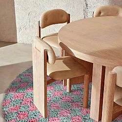 Alfombras redondeadas - Methoni Check Cotton Shaggy (azul claro/rosa claro)