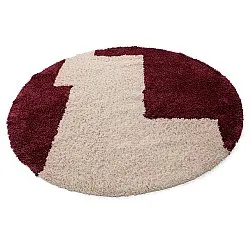 Alfombras redondeadas - Begur Natural Cotton Shaggy (blanco roto/burdeos)