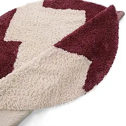 Alfombras redondeadas - Begur Natural Cotton Shaggy (blanco roto/burdeos)