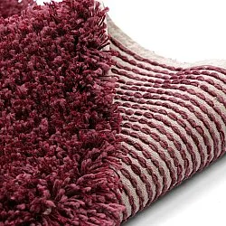 Alfombras redondeadas - Begur Natural Cotton Shaggy (blanco roto/burdeos)