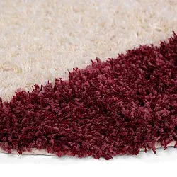 Alfombras redondeadas - Begur Natural Cotton Shaggy (blanco roto/burdeos)