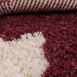 Alfombras redondeadas - Begur Natural Cotton Shaggy (blanco roto/burdeos)