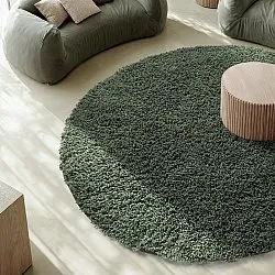 Alfombras redondeadas - Combarro Solid Cotton Shaggy (verde)