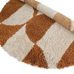Alfombras redondeadas - Kalymnos Natural Cotton Shaggy (blanco roto/ocre)
