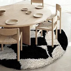 Alfombras redondeadas - Marvao Natural Cotton Shaggy (blanco roto/negro)